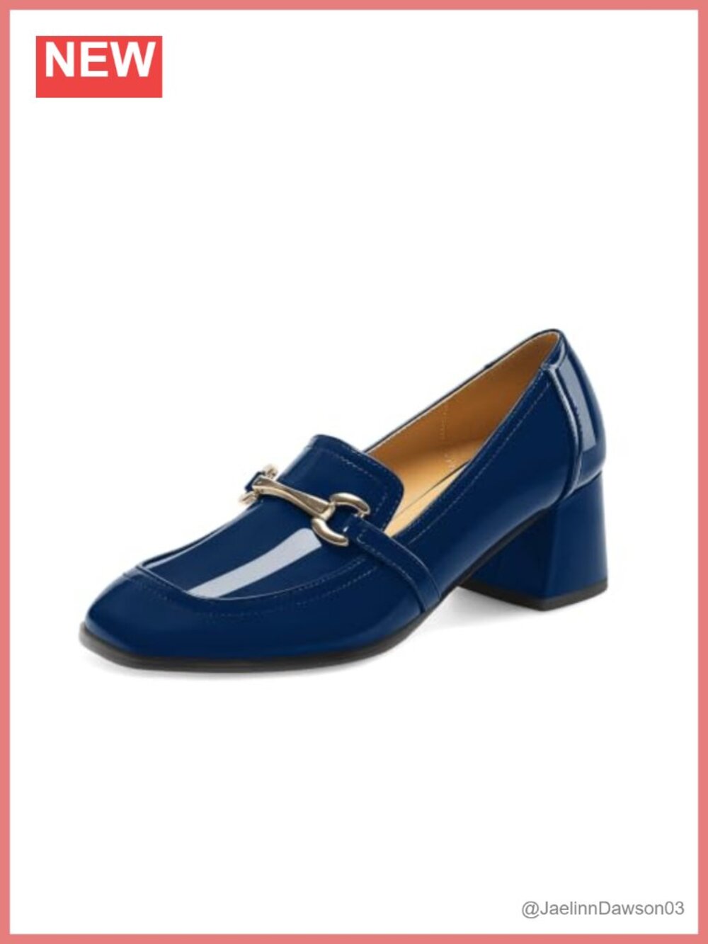 Chunky Block Heel Pumps Square Toe Slip On Loafers Patent Work Wedding Shoes
